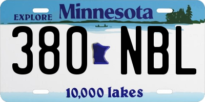 MN license plate 380NBL