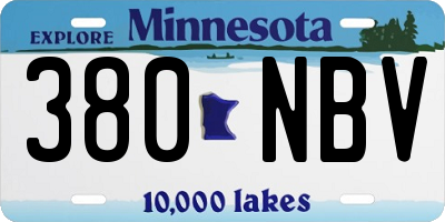 MN license plate 380NBV