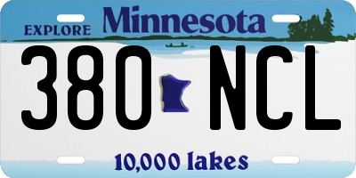 MN license plate 380NCL
