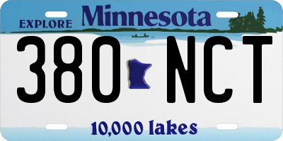 MN license plate 380NCT