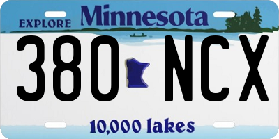 MN license plate 380NCX
