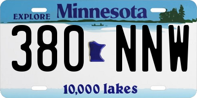 MN license plate 380NNW