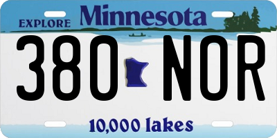 MN license plate 380NOR