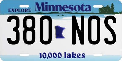 MN license plate 380NOS
