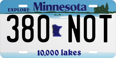 MN license plate 380NOT