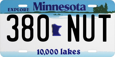 MN license plate 380NUT