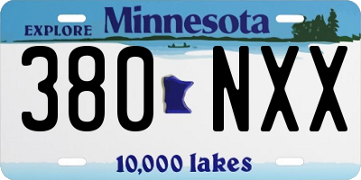 MN license plate 380NXX