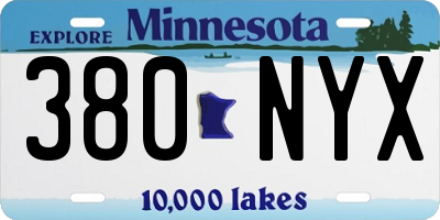 MN license plate 380NYX