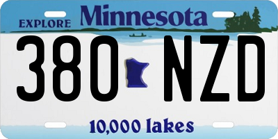 MN license plate 380NZD