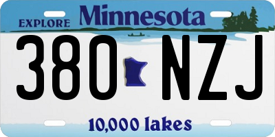 MN license plate 380NZJ