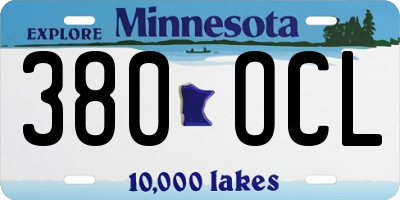 MN license plate 380OCL