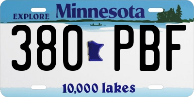 MN license plate 380PBF