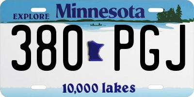 MN license plate 380PGJ