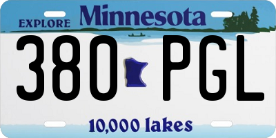 MN license plate 380PGL