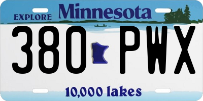 MN license plate 380PWX