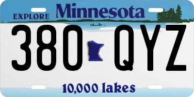 MN license plate 380QYZ