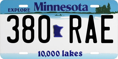 MN license plate 380RAE