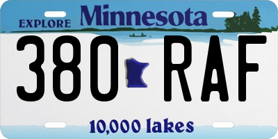 MN license plate 380RAF