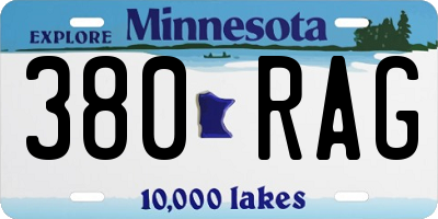MN license plate 380RAG
