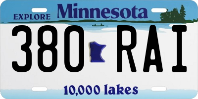 MN license plate 380RAI