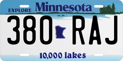 MN license plate 380RAJ