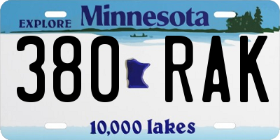 MN license plate 380RAK