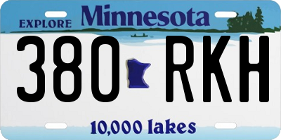 MN license plate 380RKH