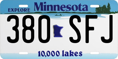 MN license plate 380SFJ