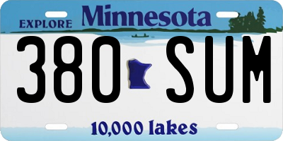 MN license plate 380SUM