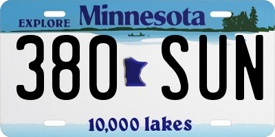 MN license plate 380SUN