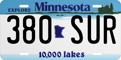 MN license plate 380SUR