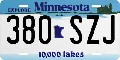 MN license plate 380SZJ
