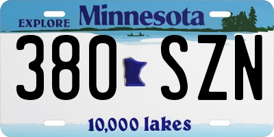 MN license plate 380SZN