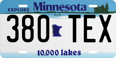 MN license plate 380TEX