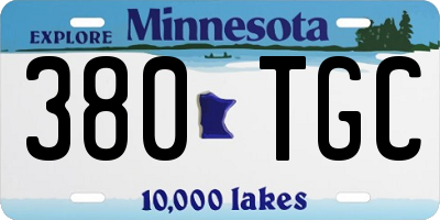 MN license plate 380TGC