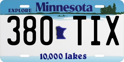 MN license plate 380TIX
