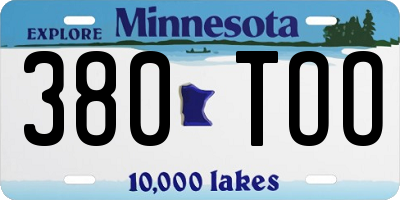 MN license plate 380TOO