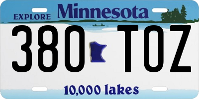 MN license plate 380TOZ