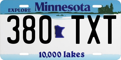 MN license plate 380TXT