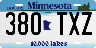 MN license plate 380TXZ