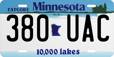 MN license plate 380UAC