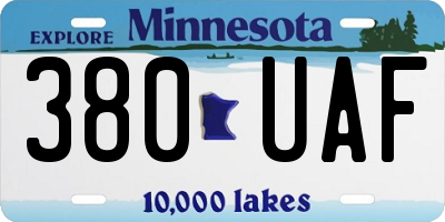 MN license plate 380UAF