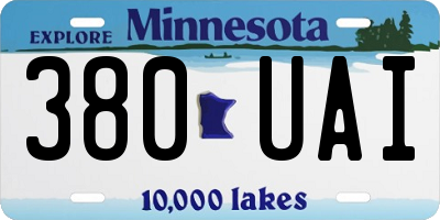 MN license plate 380UAI