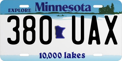 MN license plate 380UAX
