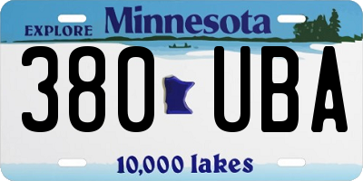 MN license plate 380UBA