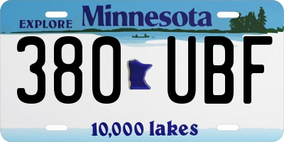 MN license plate 380UBF