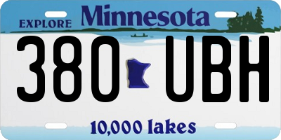 MN license plate 380UBH