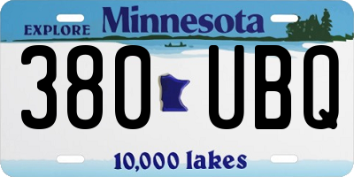 MN license plate 380UBQ