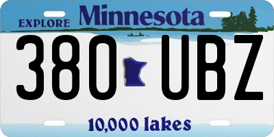 MN license plate 380UBZ