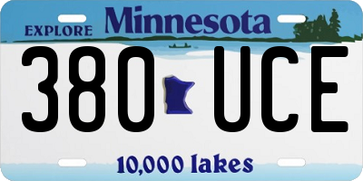 MN license plate 380UCE
